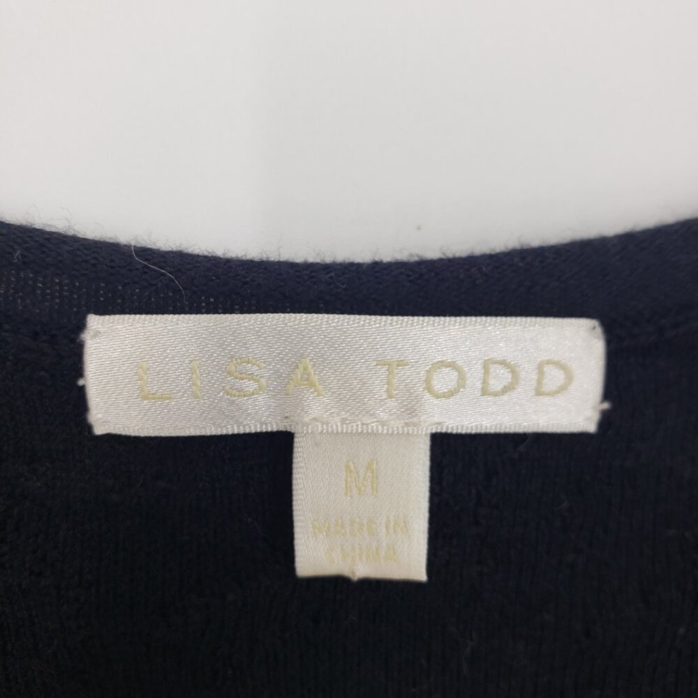 Lisa Todd Hello Weekend Pullover Sweater M Womens Chenille Embroidered Black - Picture 4 of 10